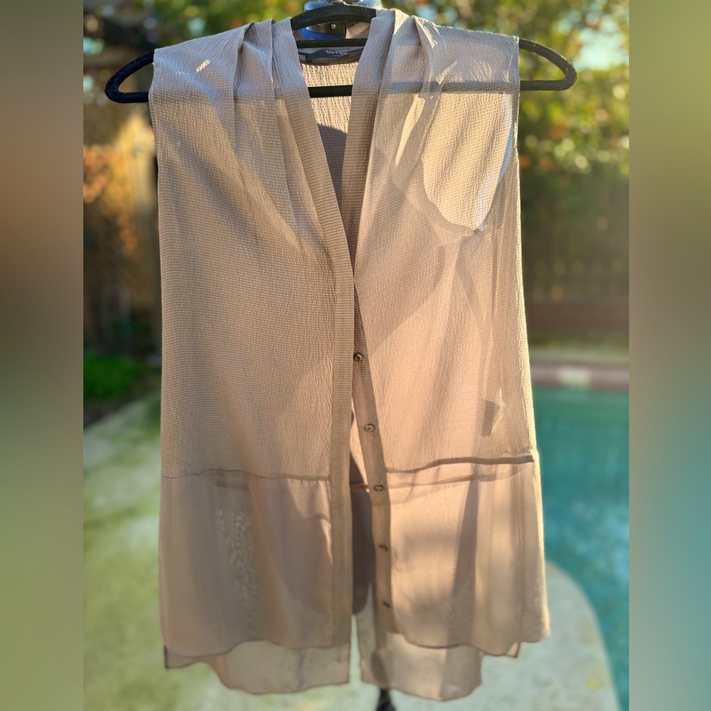 Tahari Olive Long Blouse Tank Size S